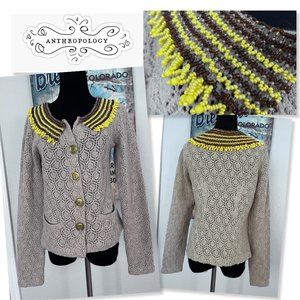Anthropologie Sparrow Lambswool Beaded Cardigan Sweater
